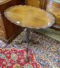 A George III style oval mahogany tripod wine table, width 61cm, depth 45cm, height 67cm                                                                                                                                     