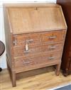 A small Heals bleached oak bureau W.70cm                                                                                               