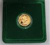 A cased 1980 gold proof sovereign.                                                                                                     