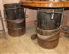 A pair of Chinese staved wood, iron bound salt buckets H.62cm                                                                          