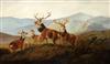 Byron Webb (fl.1846-1866) Highland scene with deer 30 x 50in.                                                                          