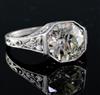 A platinum? and solitaire diamond ring, the round brilliant cut stone weighing approximately 3.40cts,                                  