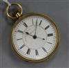 A late Victorian 18ct gold keyless chronograph pocket watch, by Fattorini & Sons.                                                      