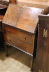 A 1930's walnut bureau W.54cm                                                                                                          