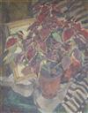 D. Sisman, oil on canvas, Still life of pot plants, signed verso, 61 x 51cm, unframed                                                  