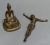 An Indian Buddhist figure and a gilt bronze Corpus Christi, largest 13cm                                                                                                                                                    