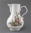 A large Derby baluster-shaped jug, c.1760-5, h. 23cm, splinter chips to foot                                                           