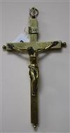 A late 19th century brass reliquary crucifix                                                                                           