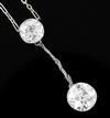 A 1930's/1940's white gold? and two stone diamond set drop pendant necklace (a.f.),                                                    