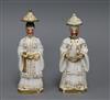 A pair of Jacob Petit porcelain scent bottles, modelled on a chinaman and woman height 17.5cm                                          