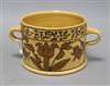 A 17th century style slipware posset pot by John Hudson, impressed 'H' to base, H 12.5cm Dia 17cm                                      