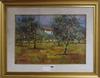 Mastrovito, oil on canvas, Italian farmhouse and orange trees, signed, 33 x 49cm                                                       