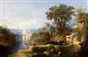 George Armfield (1808-1893) Claudian landscape with classical buildings and viaducts 25.5 x 39.5in.                                    