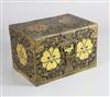 A Japanese black lacquer travelling chest, Meiji period, W.2ft 1in. D.1ft 5in. H.1ft 4in.                                              