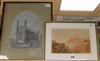 Follower of John Callow (1822-1878), watercolour, Harbour view with figures; and a drawing of King's College, Cambridge,               