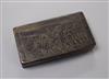 A 19th century pressed horn snuff box 'Death of Socrates' 10 x 6cm                                                                     