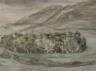 Attributed to Fred Cuming (1930-), ink and watercolour, Trees in a windy landscape, signed in pencil and dated 1948, 24 x 31cm                                                                                              