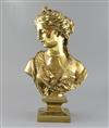 After Jean Goujon. A late 19th century French ormolu bust of Diana, height 15.75in width 8.5in depth 6in.                              
