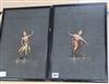 Indonesian School, pair of gouaches, Siamese dancers, indistinctly signed, 39 x 26cm                                                   