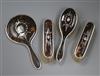 A George V silver and tortoiseshell four piece dressing table set, William Comyns & Sons, London, 1926.                                