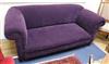 A late Victorian drop-arm Chesterfield settee upholstered in purple fabric W.190cm                                                     