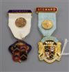 Two silver-gilt and enamel Masonic Steward's badges in Spencer & Co box                                                                