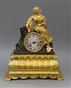 A 19th century French eight day bronze and ormolu mantel clock, by Raingo, Paris height 32cm                                           