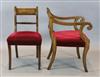 A set of nine Regency mahogany dining chairs, including two carvers, carvers W.1ft 10in. H.2ft 9in.                                    