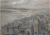 Davenport, oil on canvas, Coastal town, signed, 30 x 30cm, unframed                                                                    