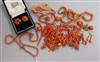 A mixed group of coral items including necklaces, brooch and earrings.                                                                 