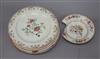 Five 18th century Chinese export famille plates or bowls                                                                               