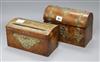 A Victorian walnut letters casket and a stationary casket longest 23cm                                                                 