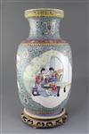 A Chinese famille rose lantern shaped vase, Republic period, height 40.5cm, small hairline crack to rim                                