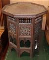 A carved wood Benares table W.56cm                                                                                                     