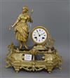 A late 19th century French gilt metal mounted eight day mantel clock                                                                   