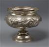 A late 19th/early 20th century Chinese Export white metal pedestal bowl by Wang Hing, Hong Kong, 25.5 oz.                              