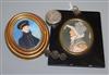 A French silver box, a brooch and two miniature portraits                                                                              