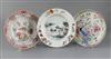 Three Chinese export famille rose dishes, Qianlong period, 22 -23cm (3)                                                                