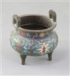 A Chinese cloisonne enamel miniature tripod censer, ding, 19th century, 7.5cm high, 7.5cm wide                                         