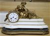 A late 19th century French gilt spelter and white marble eight day mantel clock height 32cm                                            