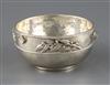 A George V Arts & Crafts planished silver and cabochon moonstone set bowl, by Sandheim Brothers, gross 3.5 oz.                         