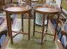 A pair of circular mahogany folding tray top occasional tables, diameter 46cm, height 60cm                                                                                                                                  