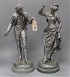 After Rancourt. A pair of silvered spelter figures                                                                                     