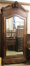 A 19th century French rosewood mirrored armoire W.110cm                                                                                