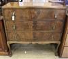 An African hardwood three drawer chest W.111cm                                                                                         