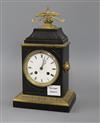 A late 19th century French gilt spelter and black marble eight day mantel clock height 30cm                                            