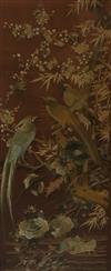 A Chinese embroidered silk picture of birds, late 19th century, 114 x 49cm                                                             