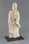 A large Chinese Dehua blanc de chine figure of Shou Lao, 17th/18th century, Total height 41cm, damage and losses                       