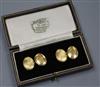 A pair of 18ct gold oval cufflinks.                                                                                                    