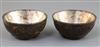 A pair of Chinese coconut bowls, 18th century, D. 12cm                                                                                 